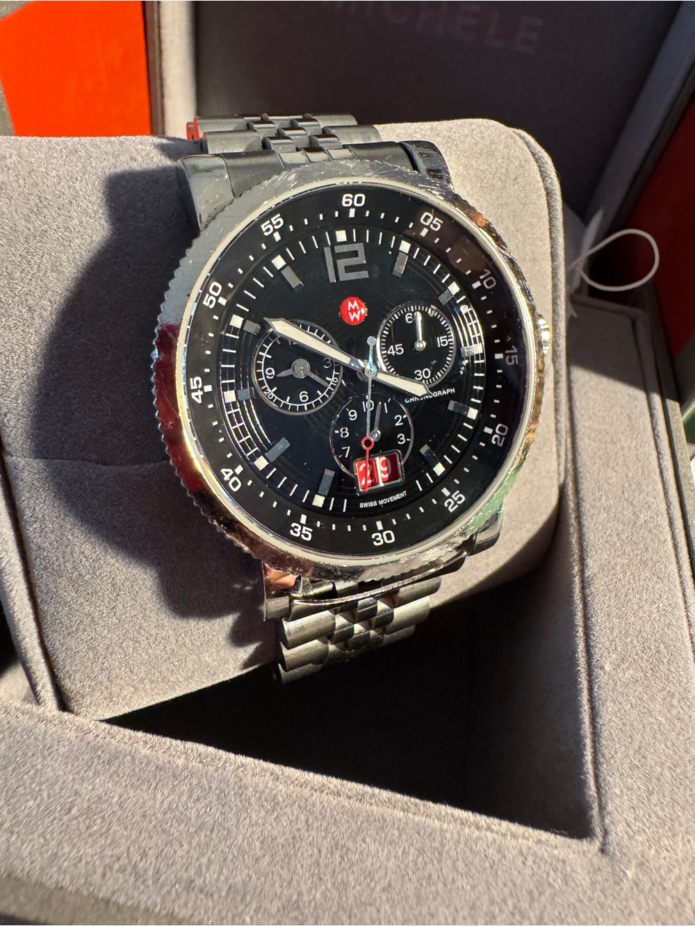 Black Stainless Steel Chronograph Watch - Women's Accessory